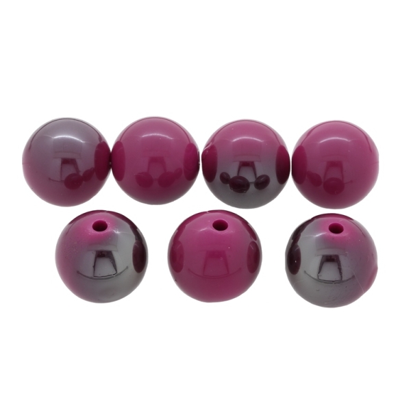 PLASTIC BEADS - HIGH GLOSS - BALL - 18mm CYCLAMEN (DARK) ВА39 - 500 g Hole-2.8mm (150 pcs.)