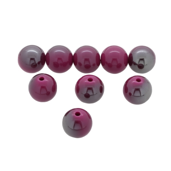 PLASTIC BEADS - HIGH GLOSS - BALL - 14mm CYCLAMEN (DARK) - 500 g Hole-2.5mm (340 pcs.)