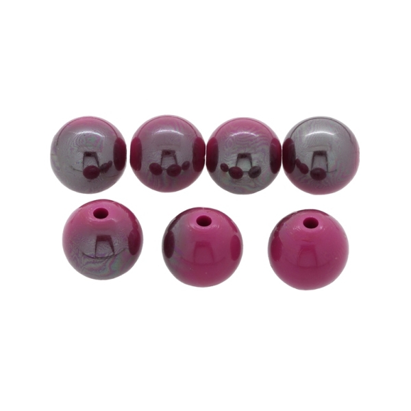 PLASTIC BEADS - HIGH GLOSS - BALL - 16mm CYCLAMEN (DARK) ВА61 - 50 g Hole-2.8mm (22 pcs.)