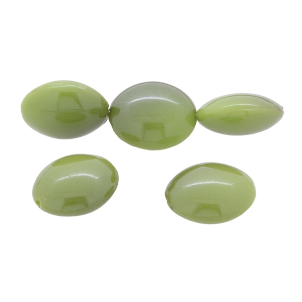 ACRYLIC BEADS - HIGH GLOSS - ELLIPSE - 24х20х12mm GREEN (LIGHT) ВА10 - 500 g Hole-2.2mm (160 pcs.)