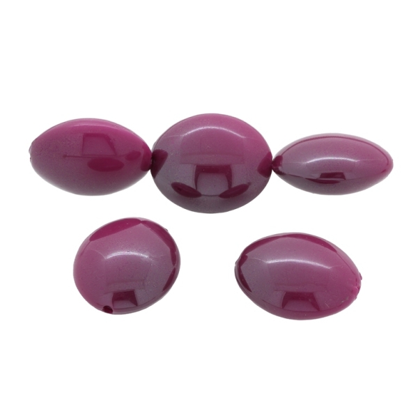 ACRYLIC BEADS - HIGH GLOSS - ELLIPSE - 24х20х12mm CYCLAMEN (DARK) ВА39 - 500 g Hole-2.2mm (160 pcs.)