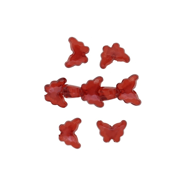 ACRYLIC BEADS BEAD IN BEAD - BUTTERFLY 06 FACETED - 11x15x6.5mm RED - 500 g Hole-2.5mm (900 pcs.)