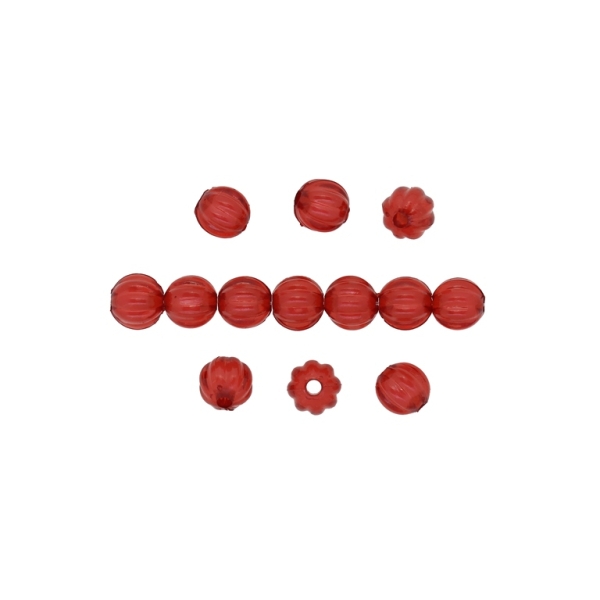 ACRYLIC BEADS BEAD IN BEAD - BALL STRIPE - 8mm RED - 500 g Hole-2.3mm (1920 pcs.)