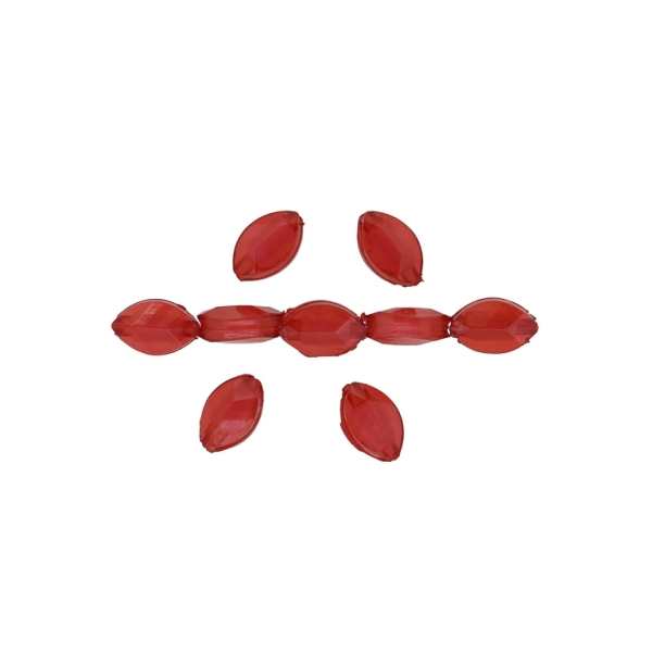 ACRYLIC BEADS BEAD IN BEAD - ELLIPSE FLAT 02 FACETED - 12x8x5mm RED - 500 g Hole-2.3mm (2120 pcs.)