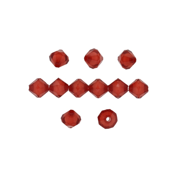 ACRYLIC BEADS BEAD IN BEAD - BICONES 02 - 10x10mm RED - 500 g Hole-2.3mm (1310 pcs.)