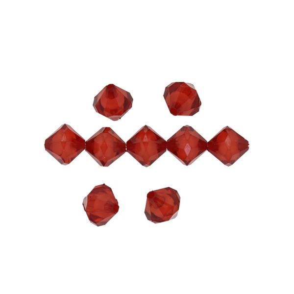 ACRYLIC BEADS BEAD IN BEAD - BICONES 02 - 12x12mm RED - 500 g Hole-2.3mm (720 pcs.)