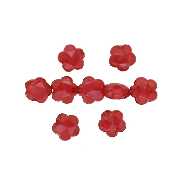 ACRYLIC BEADS BEAD IN BEAD - FLOWERS 12 FACETED - 13x7mm RED - 500 g Hole-2.5mm (750 pcs.)