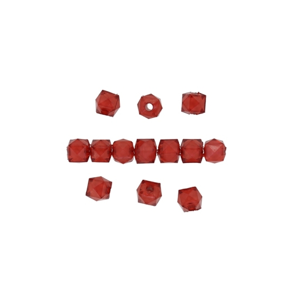 ACRYLIC BEADS BEAD IN BEAD - CUBE FACETED - 7x8mm RED - 500 g Hole-2.3mm (2280 pcs.)