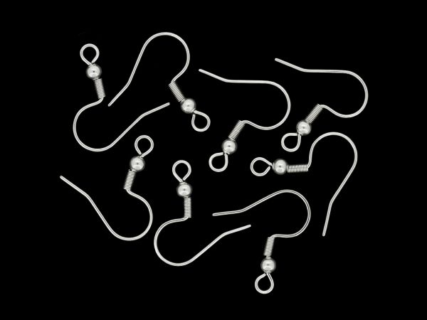 METAL ELEMENTS - EARRING FINDINGS - WIRE HOOK - STEEL 304 - 18x19x3mm NICKEL COLOR - 200pcs. Hole-2.2mm