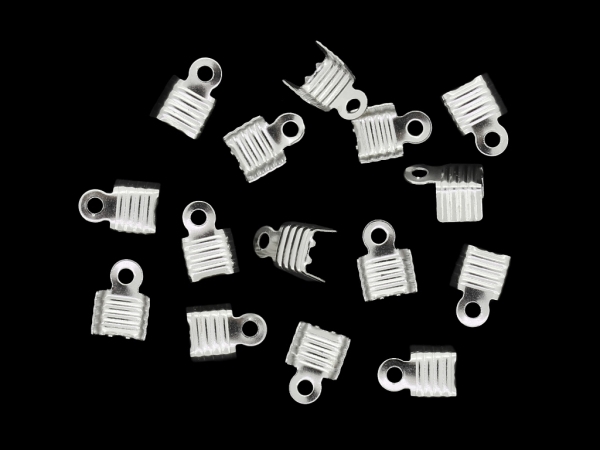 METAL ELEMENTS - FOLD OVER CRIMP CORD ENDS U-SHAPED - STEEL 304 - 5x8mm NICKEL COLOR - 20pcs. Hole-1.5mm 