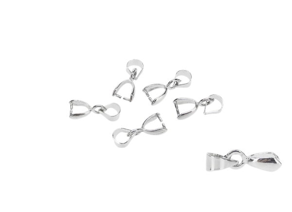 METAL ELEMENTS - PINCH CLIP BAIL CONNECTOR - BRASS - 2.5x14x5.5mm SILVER COLOR - PACKAGE 100pcs.