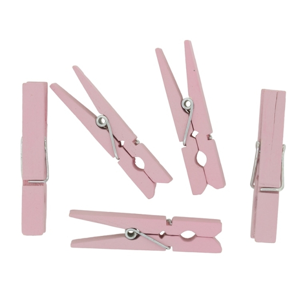 WOODEN FIGURES - CLOTHESPIN - 48x10x7mm - PINK (LIGHT) - 15pcs.