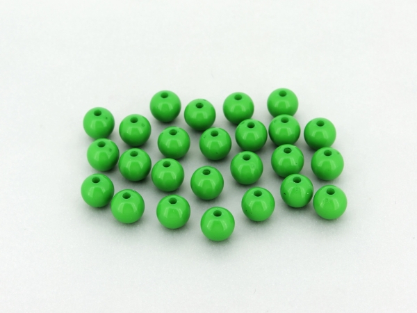 OPAQUE PLASTIC BEADS - BALL - 8mm GREEN (DARK) С24 - 50g Hole-2.2mm (180pcs.)