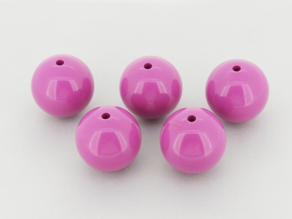 OPAQUE PLASTIC BEADS - BALL - 22mm CYCLAMEN PURPLE ВА07 - PACKAGE 500g Hole-2.8mm (85pcs.)