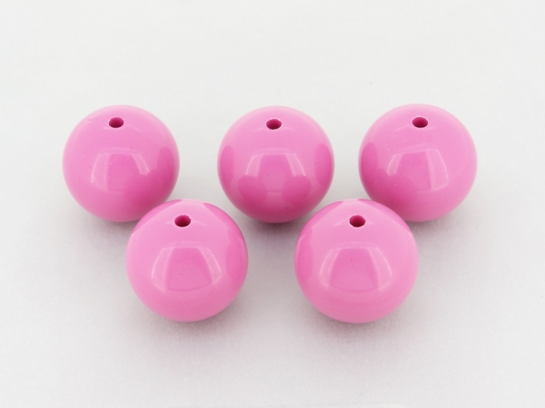 OPAQUE PLASTIC BEADS - BALL - 22mm PINK (DARK) ВА82 - PACKAGE 500g Hole-2.8mm (85pcs.)