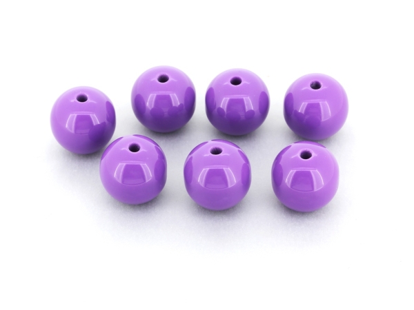 OPAQUE PLASTIC BEADS - BALL - 15mm PURPLE ВА60 - PACKAGE 500g Hole-2.8mm (220pcs.)