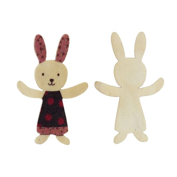 ДЪРВЕНИ МЪНИСТА ЗА ЗАЛЕПВАНЕ - ЗАЙЧЕ 04 - 33х21х3мм - ЧЕРНО - ПАКЕТ 200 бр.