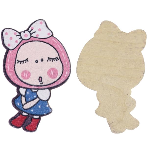 WOODEN BEADS FOR ADHESION - GIRL 09 - 52x30x4mm PINK - 50 pcs.