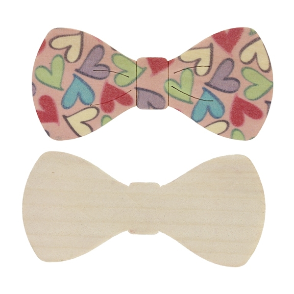 WOODEN BEADS FOR ADHESION - BOW TIE 01 - 74x35x3mm PINK - 50 pcs.