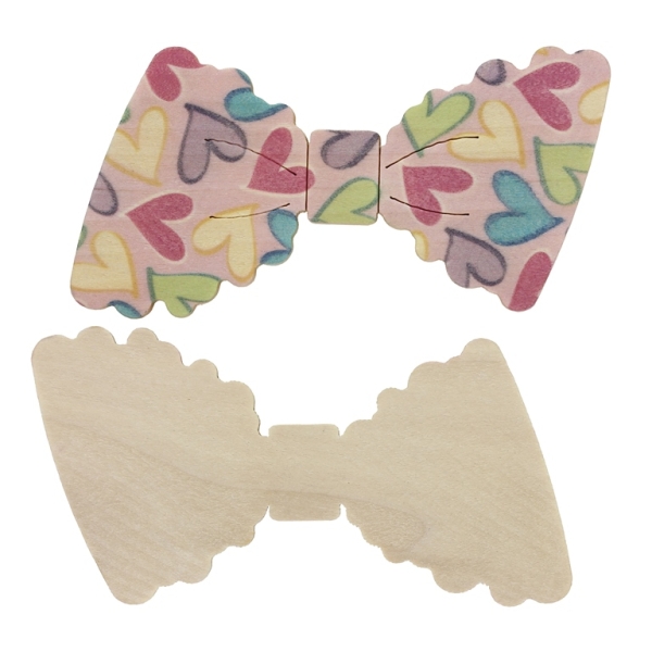 WOODEN BEADS FOR ADHESION - BOW TIE 02 - 76x38x3mm PINK - 50 pcs.