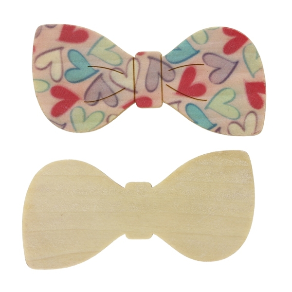 WOODEN BEADS FOR ADHESION - BOW TIE 03 - 50 pcs.