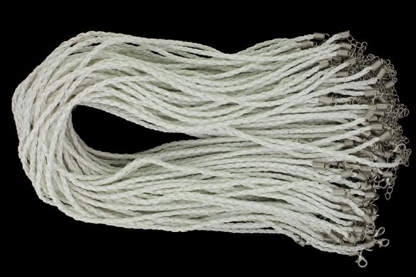NECKLACE WITH CLASP - BRAIDED LEATHER 3mm - NECKLACE - 45+5cm WHITE 04 - 100pcs.