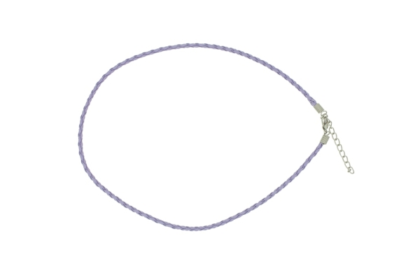 NECKLACE WITH CLASP - BRAIDED LEATHER 3mm - NECKLACE - 45+5cm PURPLE (LIGHT) 18 - 1pc.