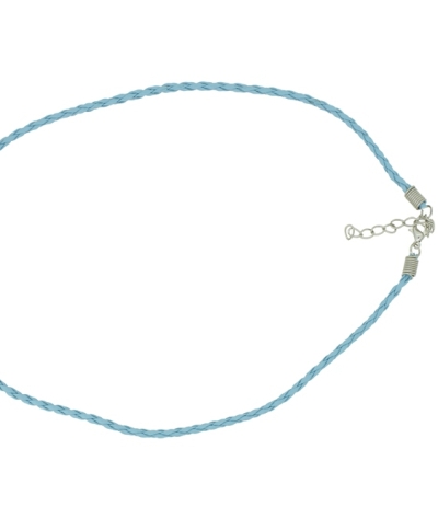 NECKLACE WITH CLASP - BRAIDED LEATHER 3mm - NECKLACE - 45+5cm BLUE (LIGHT) 22 - 1pc.