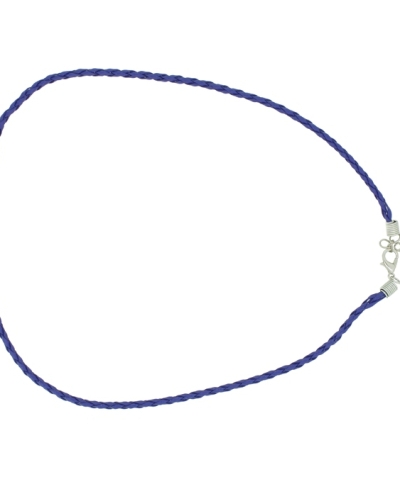 NECKLACE WITH CLASP - BRAIDED LEATHER 3mm - NECKLACE - 45+5cm BLUE (DARK) 24 - 1pc.