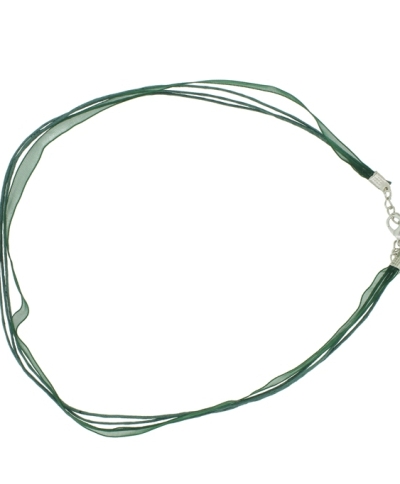 NECKLACE WITH CLASP - THREAD AND ORGANZA - NECKLACE - 43+4cm TURQUOISE GREEN 271 - 1pc.