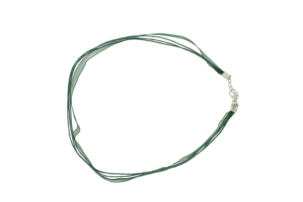 NECKLACE WITH CLASP - THREAD AND ORGANZA - NECKLACE - 43+4cm TURQUOISE GREEN 271 - 1pc.