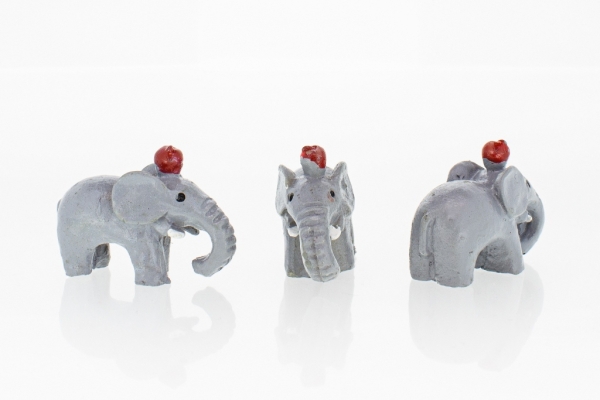 SOUVENIRS - POLYRESIN FIGURINES - ELEPHANT 01 - 31x22x13mm GRAY AND RED - 30pcs.