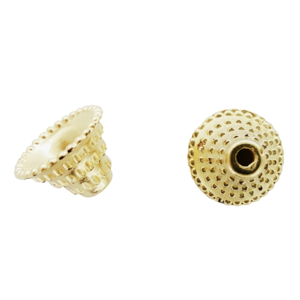 METAL PLATED PLASTIC / CCB BEADS - CAP CONE RELIEF - 14x10mm GOLD - PACKAGE 250g Hole-2.5mm (617pcs.)