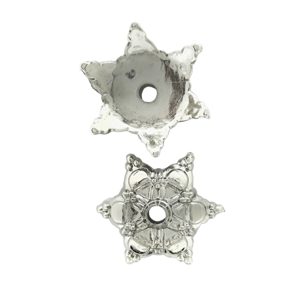 METAL PLATED PLASTIC / CCB BEADS - CAP FLOWERS 02 - 19x6mm NICKEL - 50g Hole-2.5mm (206pcs.)