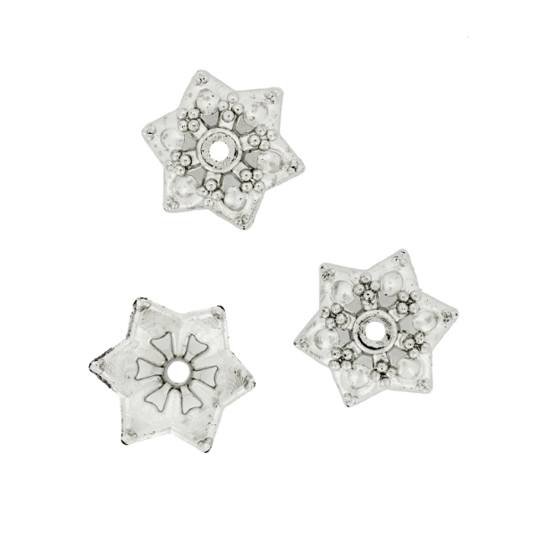 METAL PLATED PLASTIC / CCB BEADS - CAP FLOWERS 03 - 15x6mm NICKEL - 50g Hole-2.0mm (296pcs.)