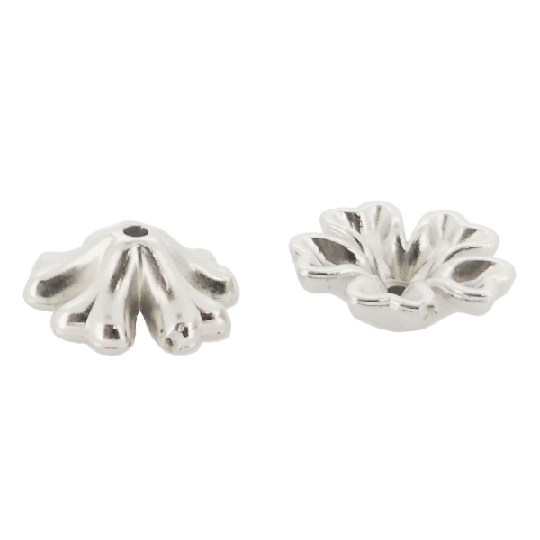 METAL PLATED PLASTIC / CCB BEADS - CAP FLOWERS 04 - 16x6mm NICKEL - 50g Hole-2.0mm (113pcs.)