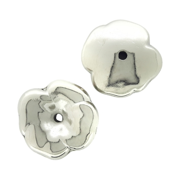 METAL PLATED PLASTIC / CCB BEADS - CAP FLOWERS SMOOTH - 17x6mm NICKEL - PACKAGE 500g Hole-2.0mm (645pcs.)