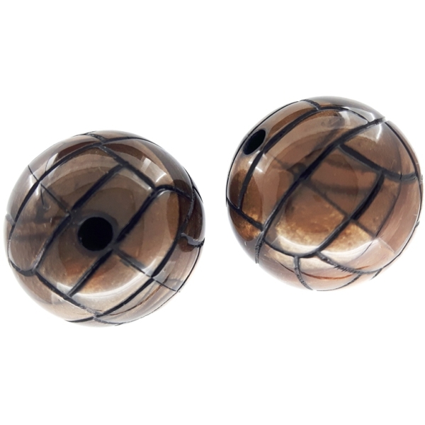 METAL PLATED PLASTIC / CCB BEADS - FOOTBALL - 24mm ANTIQUE BRASS - PACKAGE 500g Hole-3.5mm (65pcs.)