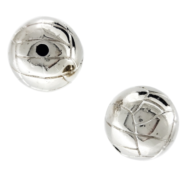 METAL PLATED PLASTIC / CCB BEADS - FOOTBALL - 18mm NICKEL - PACKAGE 500g Hole-2.8mm (148pcs.)