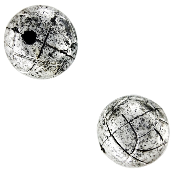 METAL PLATED PLASTIC / CCB BEADS - FOOTBALL - 18mm NICKEL (DARK) - PACKAGE 500g Hole-2.8mm (165pcs.)