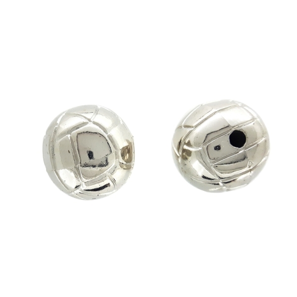 METAL PLATED PLASTIC / CCB BEADS - FOOTBALL - 14mm NICKEL - 50g Hole-2.5mm (31pcs.)