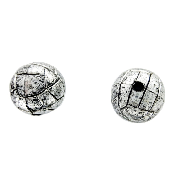 METAL PLATED PLASTIC / CCB BEADS - FOOTBALL - 14mm NICKEL (DARK) - 50g Hole-2.5mm (33pcs.)