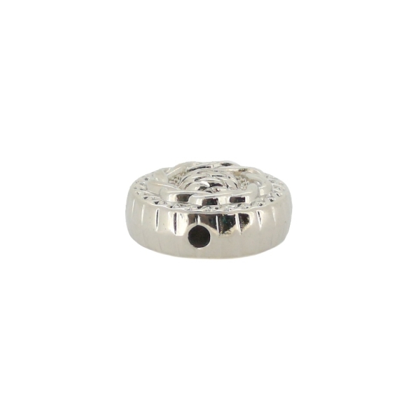 METAL PLATED PLASTIC / CCB BEADS - DISK RELIEF 01 - 22x11mm NICKEL - 50g Hole-3.0mm (17pcs.)