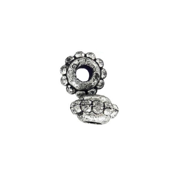 METAL PLATED PLASTIC / CCB BEADS - WASHER FLOWERS 01 - 5x9mm NICKEL (DARK) - 50g Hole-3.0mm (358pcs.)