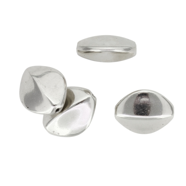 METAL PLATED PLASTIC / CCB BEADS - ELIPSE IRREGULAR 02 - 23x19x11mm NICKEL - PACKAGE 500g Hole-2.0mm (250pcs.)