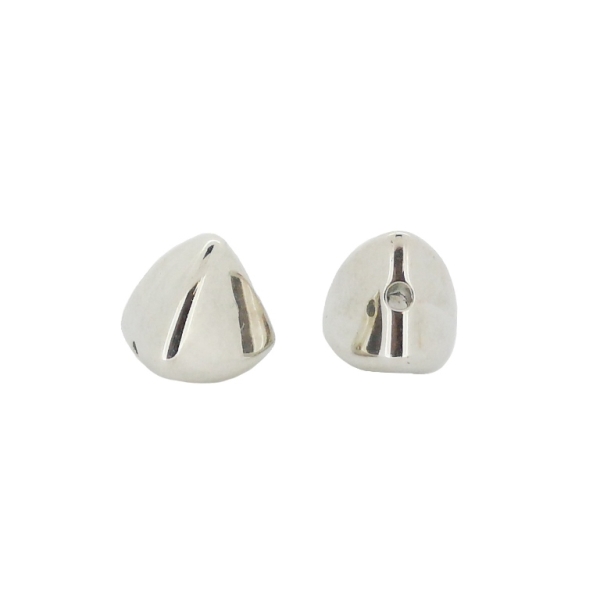 METAL PLATED PLASTIC / CCB BEADS - ROUNDED PYRAMID - 13x13mm NICKEL - 50g Hole-2.5mm (51pcs.)