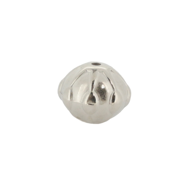 METAL PLATED PLASTIC / CCB BEADS - BALL FLAT RELIEF 05 - 19x23mm NICKEL - 50g Hole-2.5mm (9pcs.)