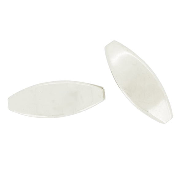 METAL PLATED PLASTIC / CCB BEADS - ELLIPSE FOUR-SIDED - 31x12x12mm NICKEL - 50g Hole-2.5mm (16pcs.)