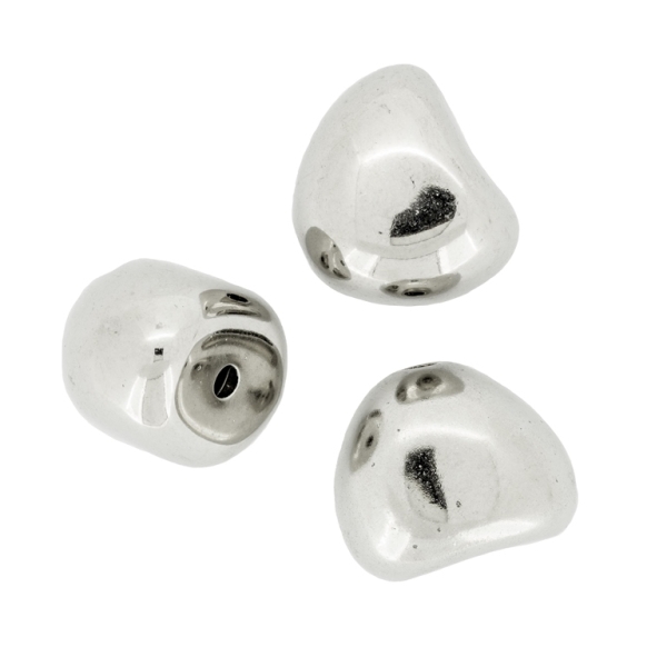 METAL PLATED PLASTIC / CCB BEADS - HALF-OVAL 01 - 17x20x16mm NICKEL - 50g Hole-3.0mm (15pcs.)