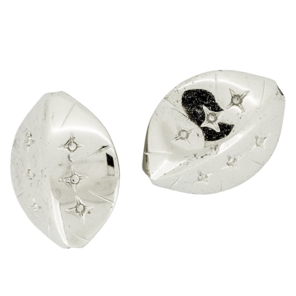 METAL PLATED PLASTIC / CCB BEADS - ELIPSE IRREGULAR 02 RELIEF - 29x24x13mm NICKEL - 50g Hole-2.5mm (14pcs.)